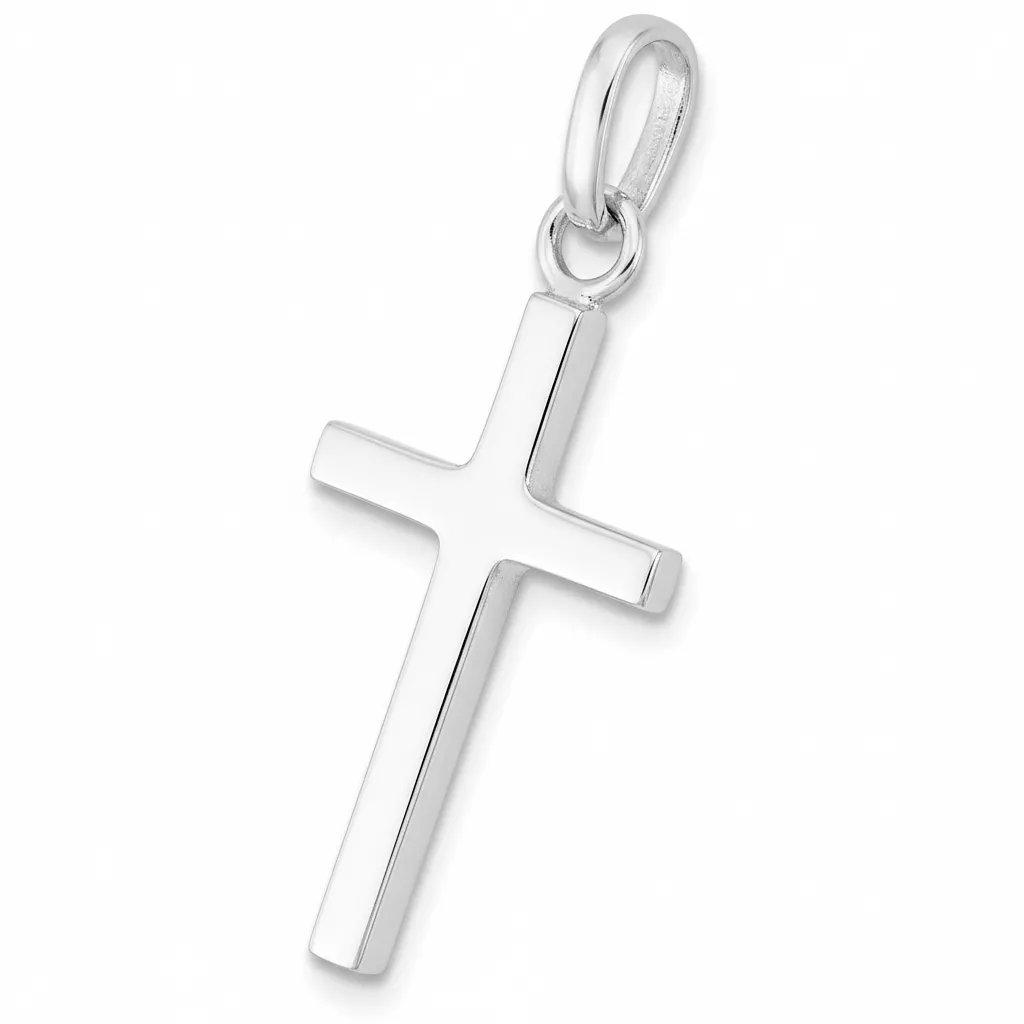 Pendentif Or Blanc Croix Chrétienne - Pendentif en Or 750 18k - Bijoux en Vogue