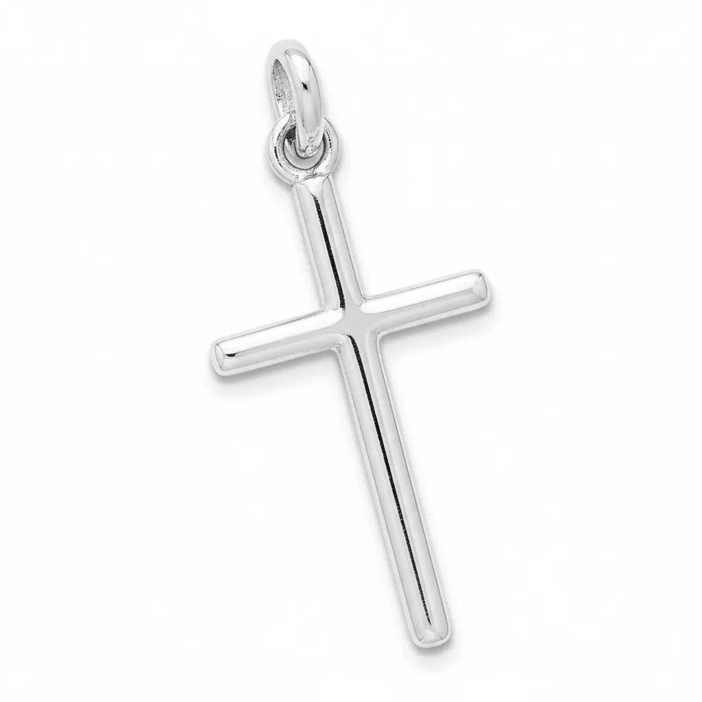 Pendentif Or Blanc Croix Chrétienne - Pendentif en Or 750 18k - Bijoux en Vogue