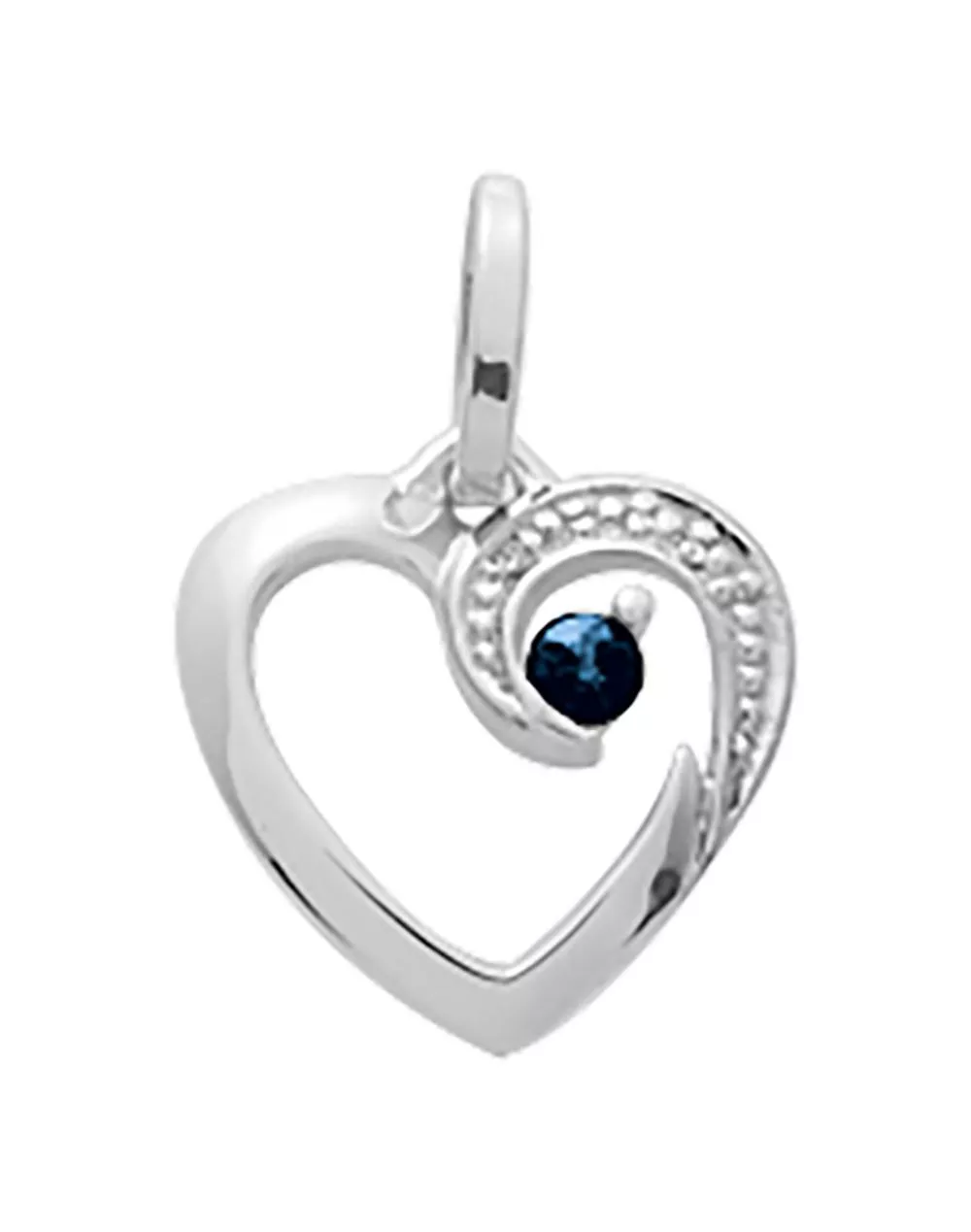 Pendentif Or Blanc Velonjara Saphir Coeur - Pendentif en Or 750 18k - Bijoux en Vogue