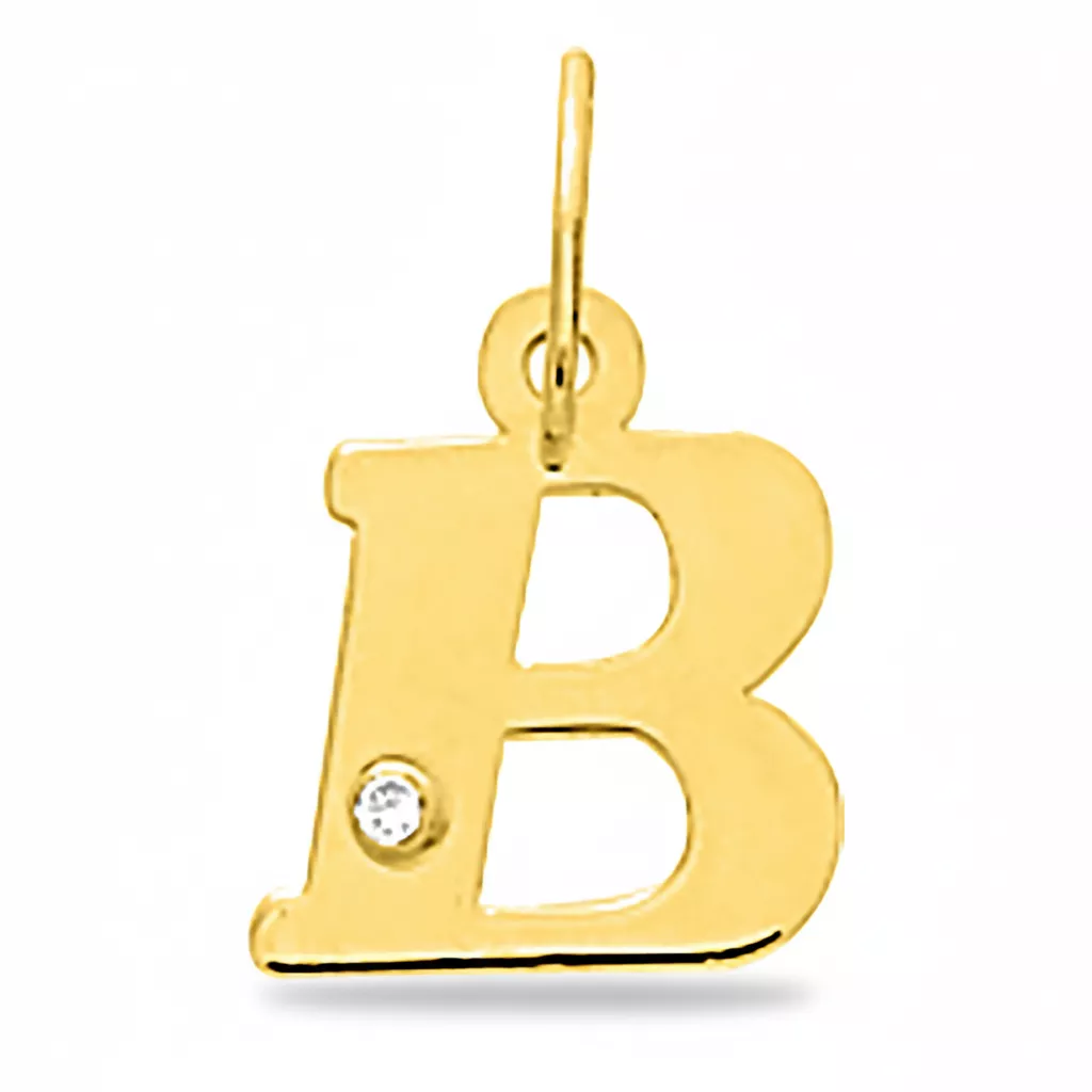 Pendentif Or Diamant Lettre B - Pendentif en Or 750 18k - Bijoux en Vogue