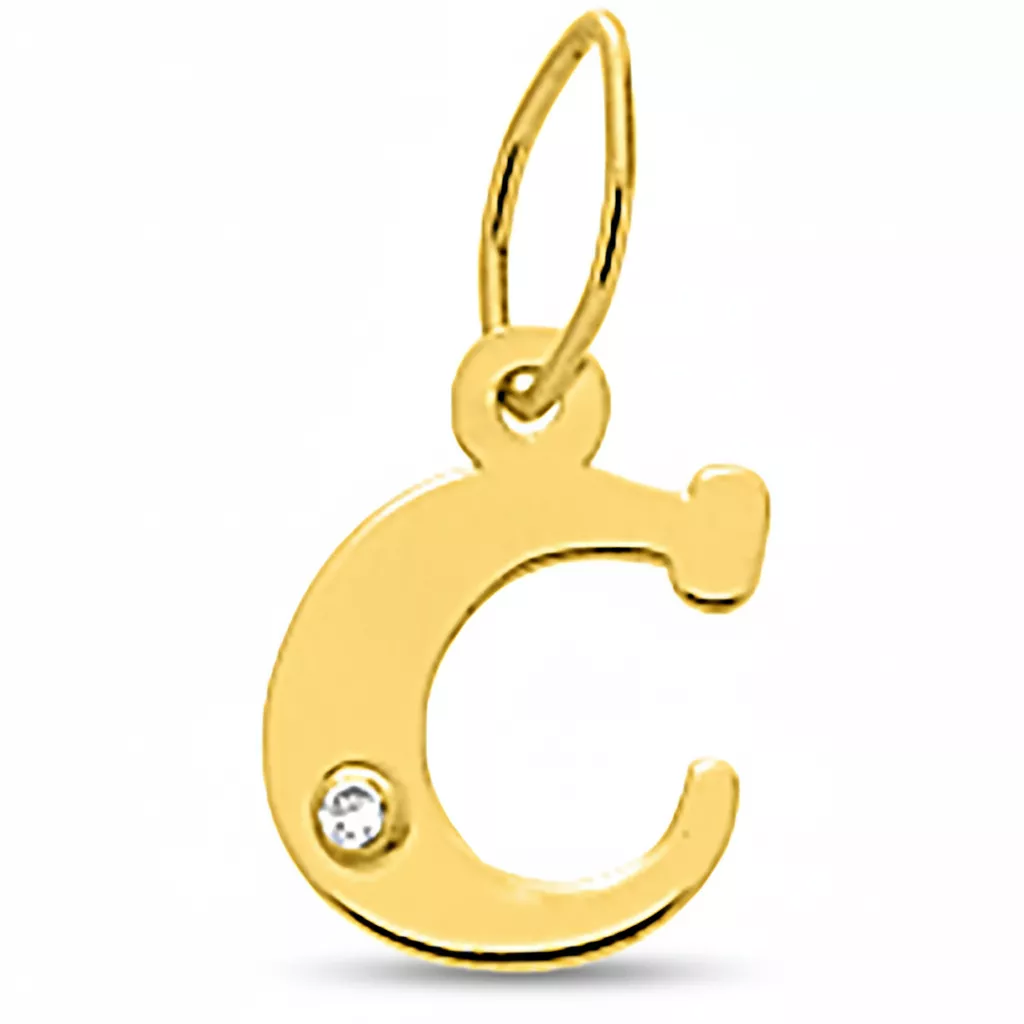 Pendentif Or Diamant Lettre C - Pendentif en Or 750 18k - Bijoux en Vogue