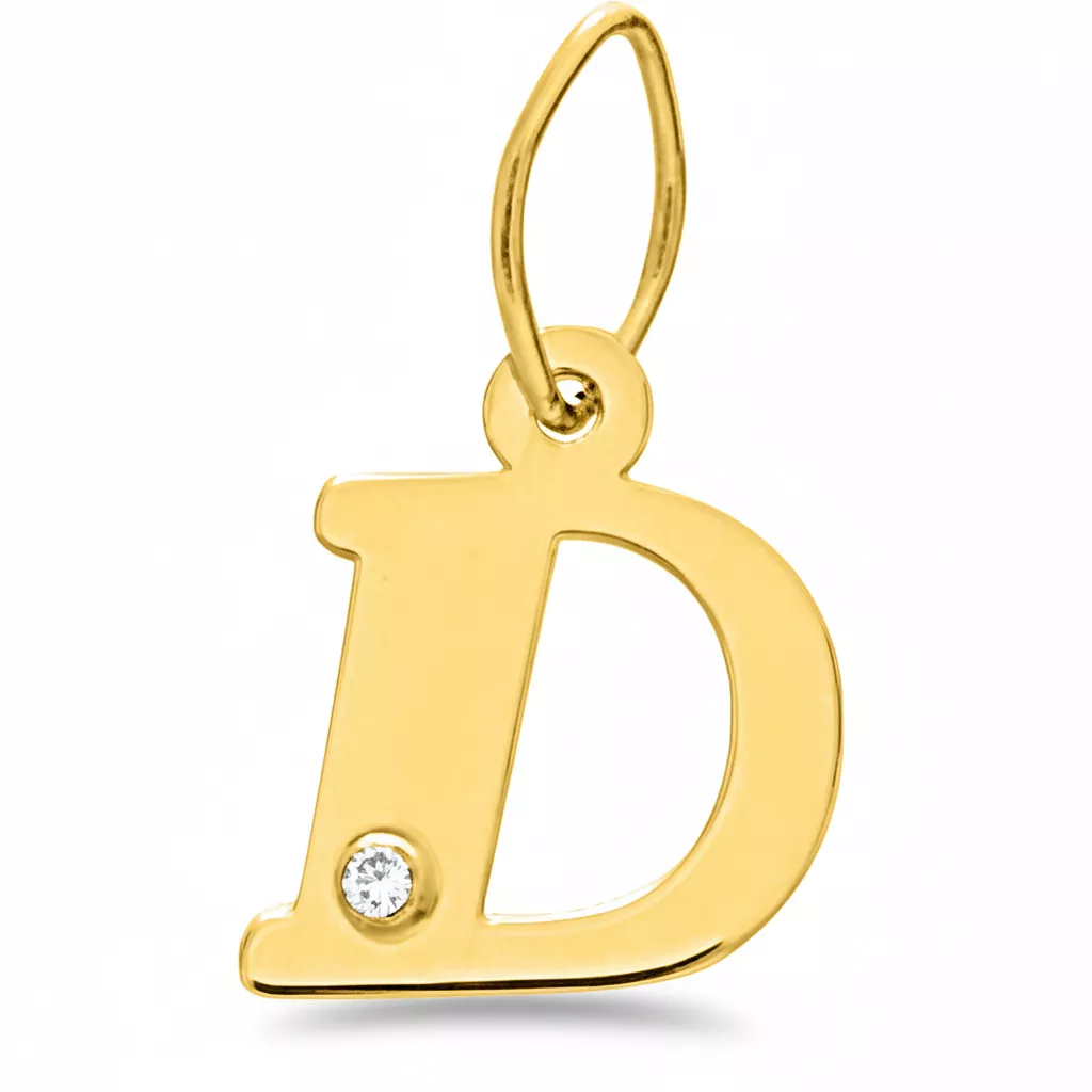 Pendentif Or Diamant Lettre D - Pendentif en Or 750 18k - Bijoux en Vogue