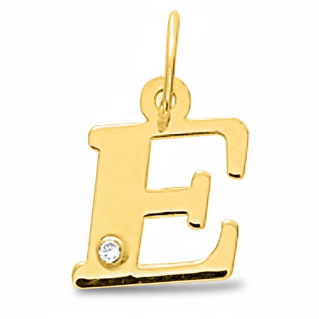 Pendentif Or Diamant Lettre E - Pendentif en Or 750 18k - Bijoux en Vogue