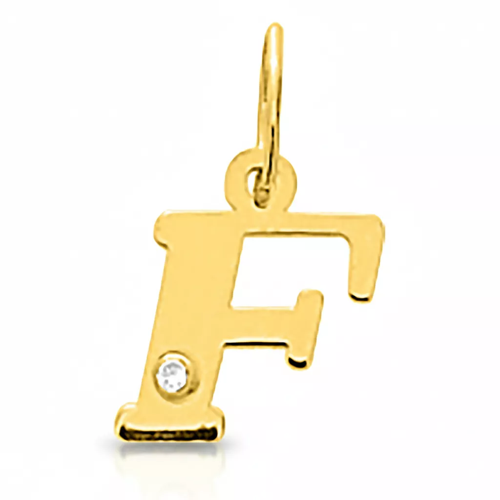 Pendentif Or Diamant Lettre F - Pendentif en Or 750 18k - Bijoux en Vogue