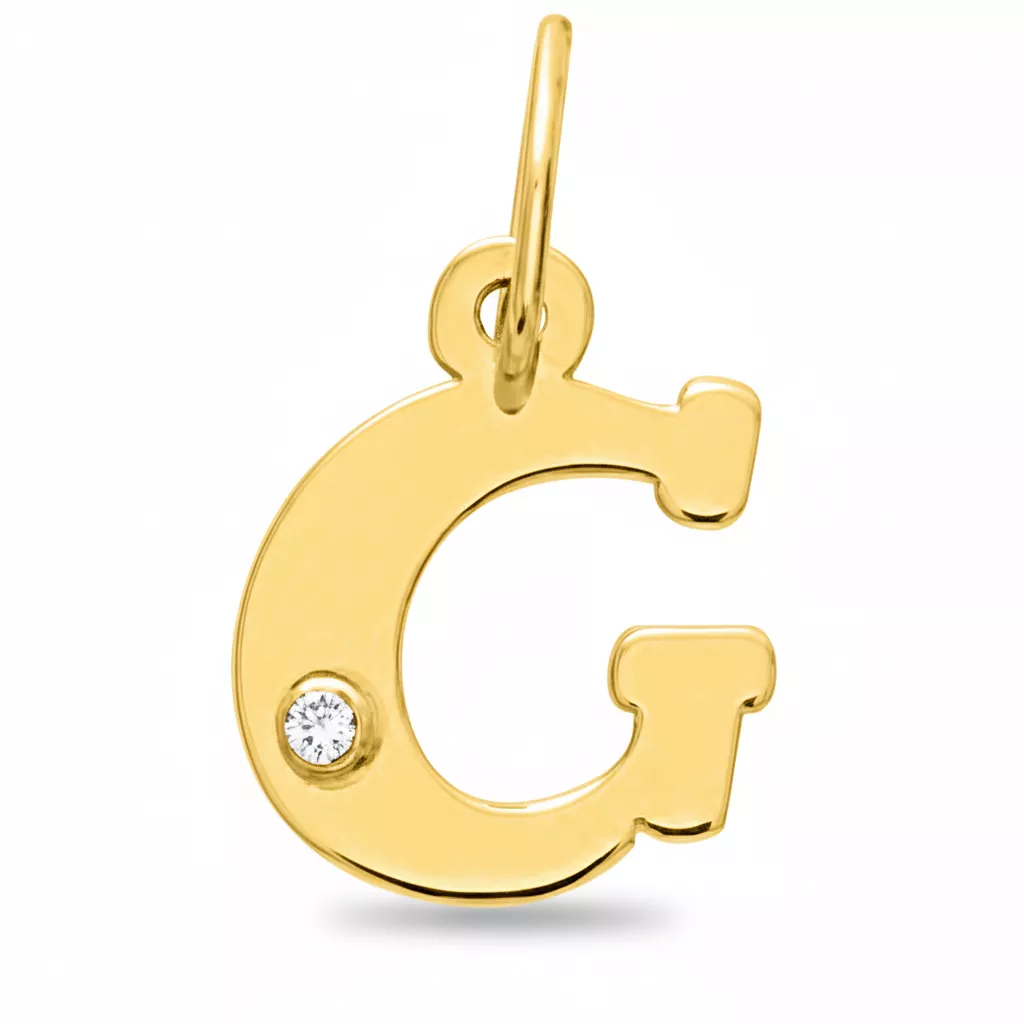 Pendentif Or Diamant Lettre G - Pendentif en Or 750 18k - Bijoux en Vogue