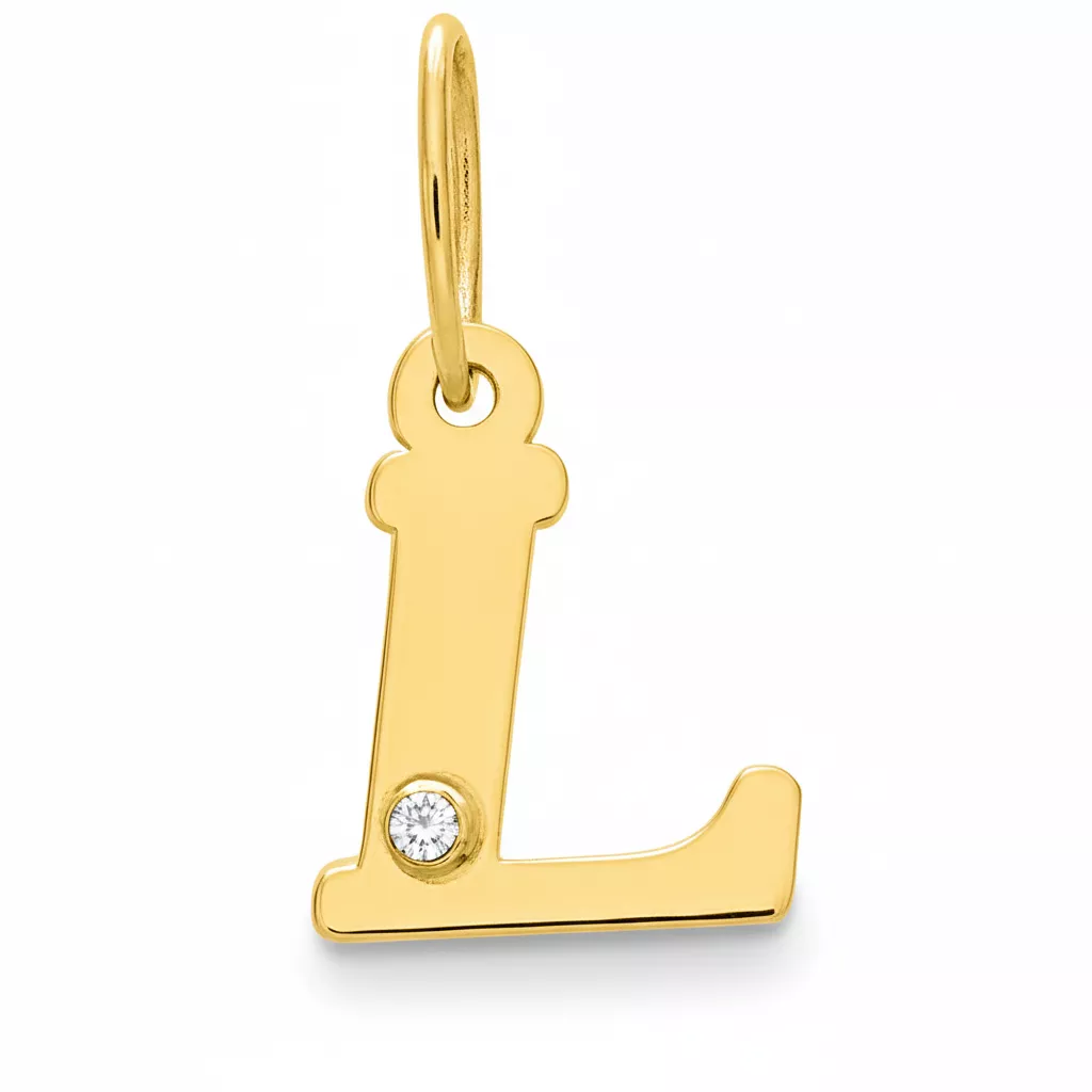 Pendentif Or Diamant Lettre L - Pendentif en Or 750 18k - Bijoux en Vogue