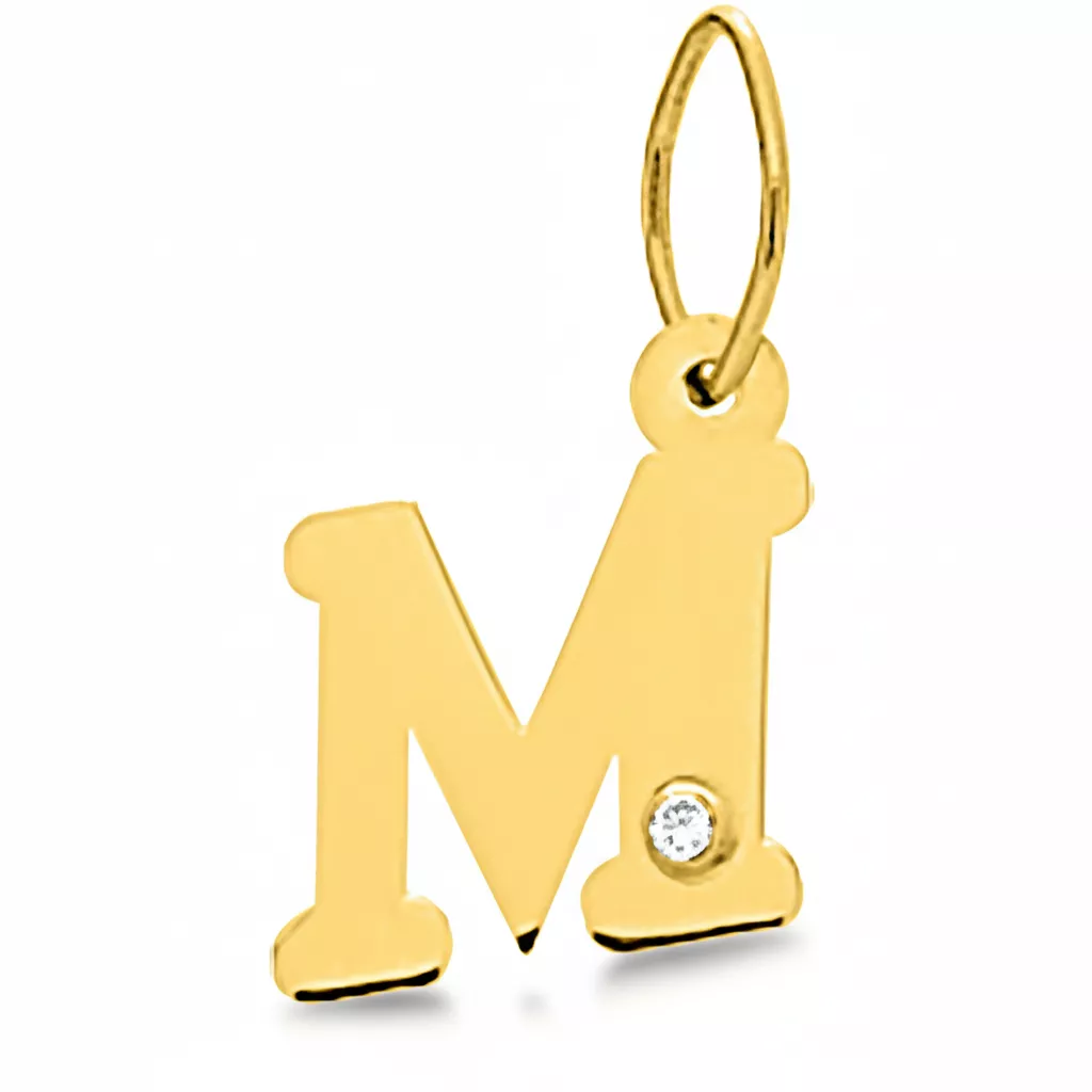 Pendentif Or Diamant Lettre M - Pendentif en Or 750 18k - Bijoux en Vogue