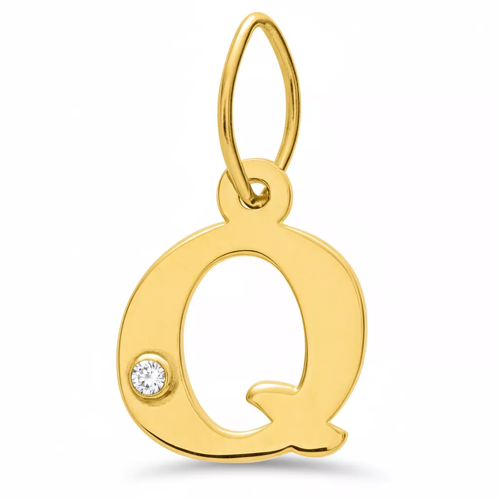Pendentif Or Diamant Lettre Q - Pendentif en Or 750 18k - Bijoux en Vogue