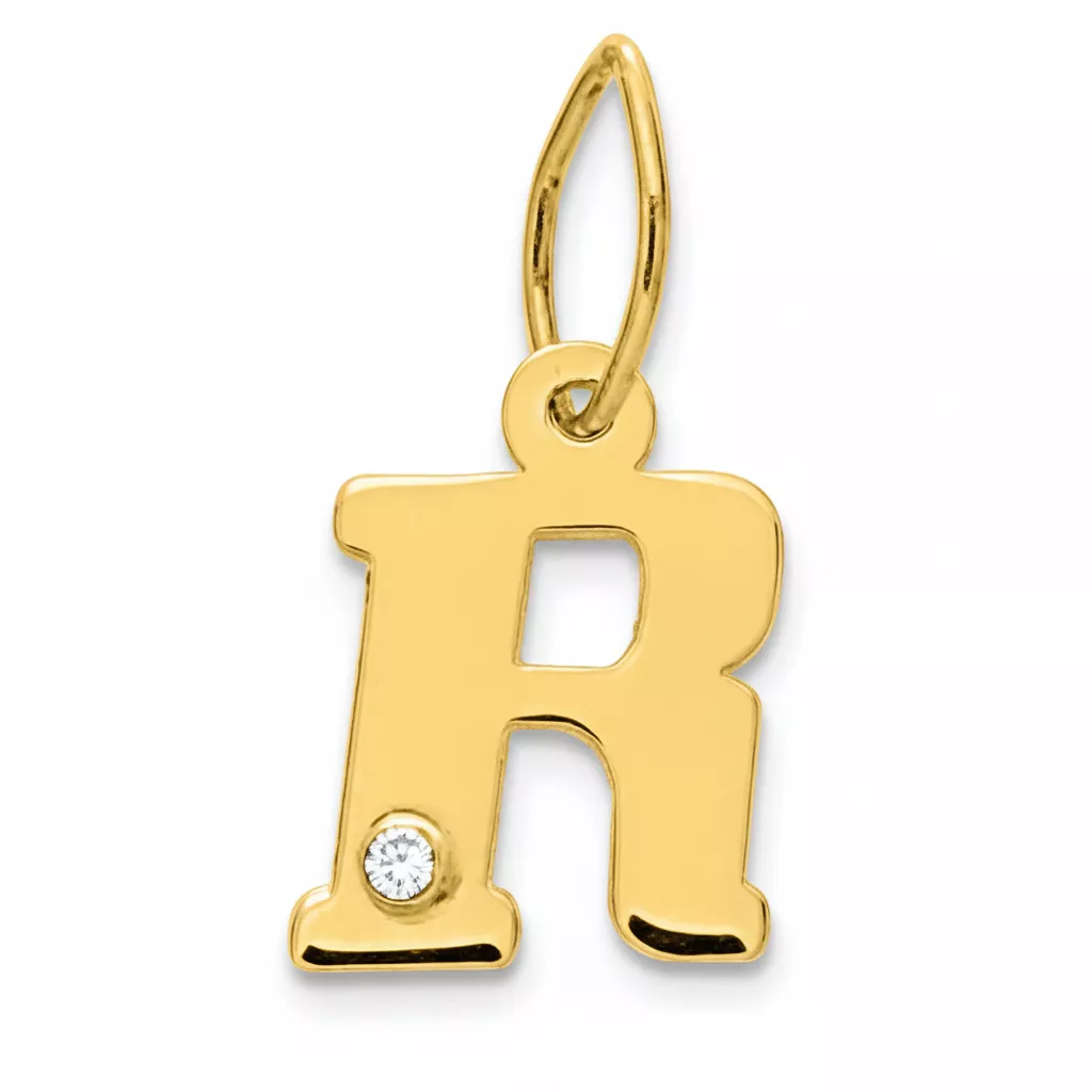 Pendentif Or Diamant Lettre R - Pendentif en Or 750 18k - Bijoux en Vogue