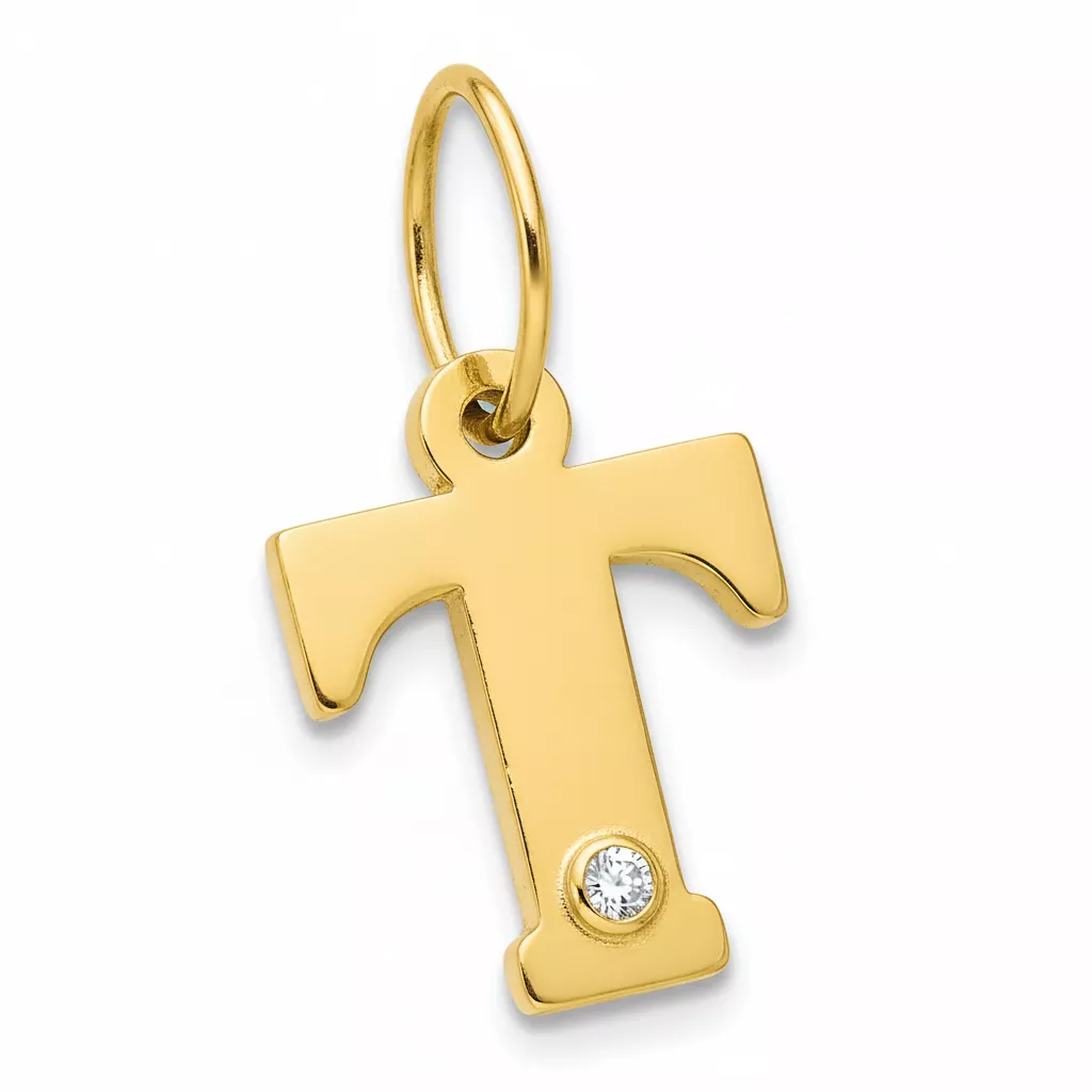 Pendentif Or Diamant Lettre T - Pendentif en Or 750 18k - Bijoux en Vogue
