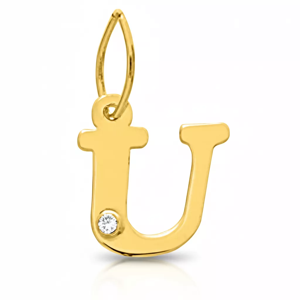 Pendentif Or Diamant Lettre U - Pendentif en Or 750 18k - Bijoux en Vogue