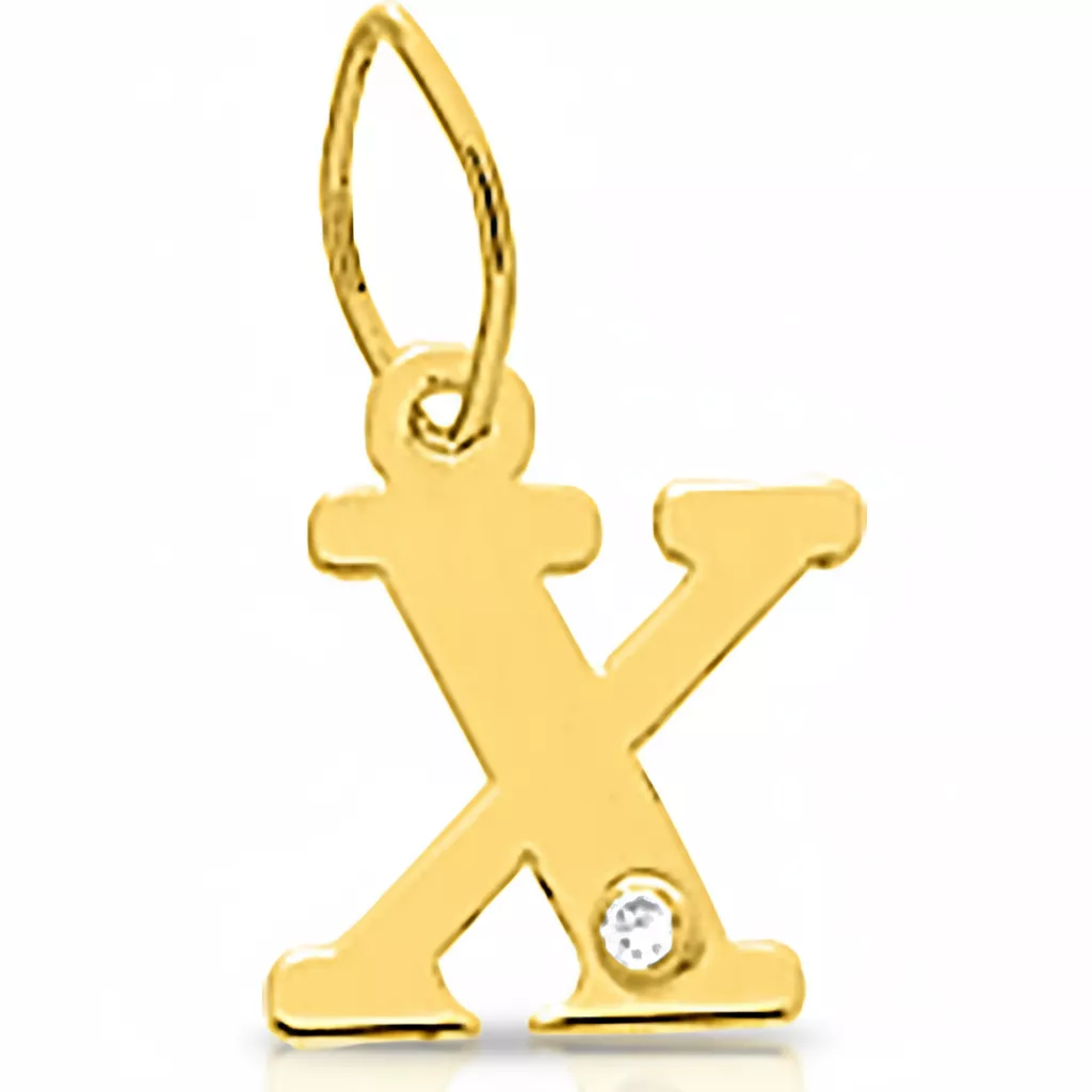 Pendentif Or Diamant Lettre X - Pendentif en Or 750 18k - Bijoux en Vogue