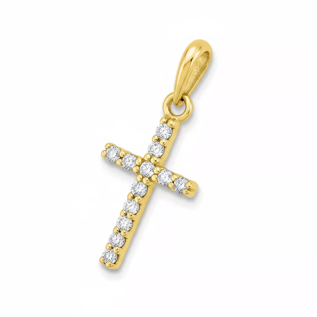 Pendentif Or Diamant Croix Chrétienne - Pendentif en Or 750 18k - Bijoux en Vogue