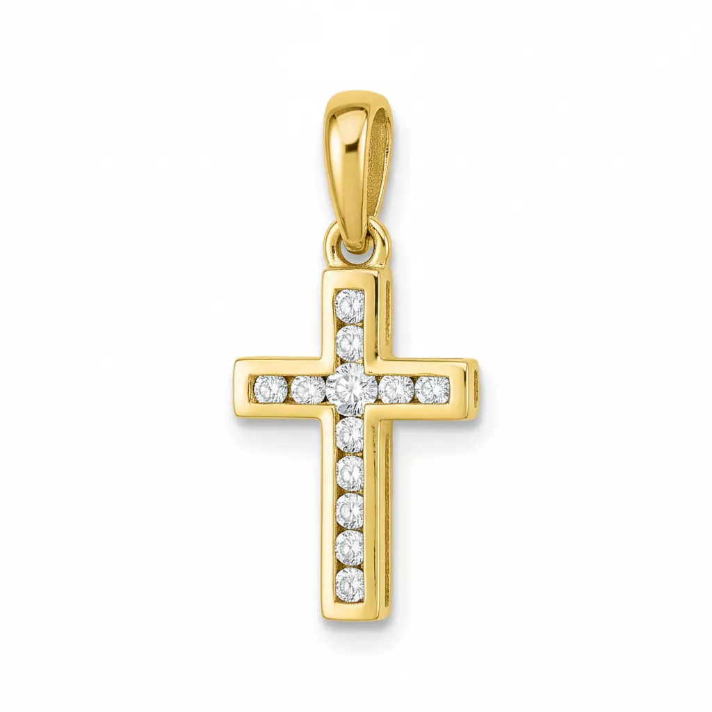 Pendentif Or Diamant GH P1 Croix Chrétienne - Pendentif en Or 750 18k - Bijoux en Vogue