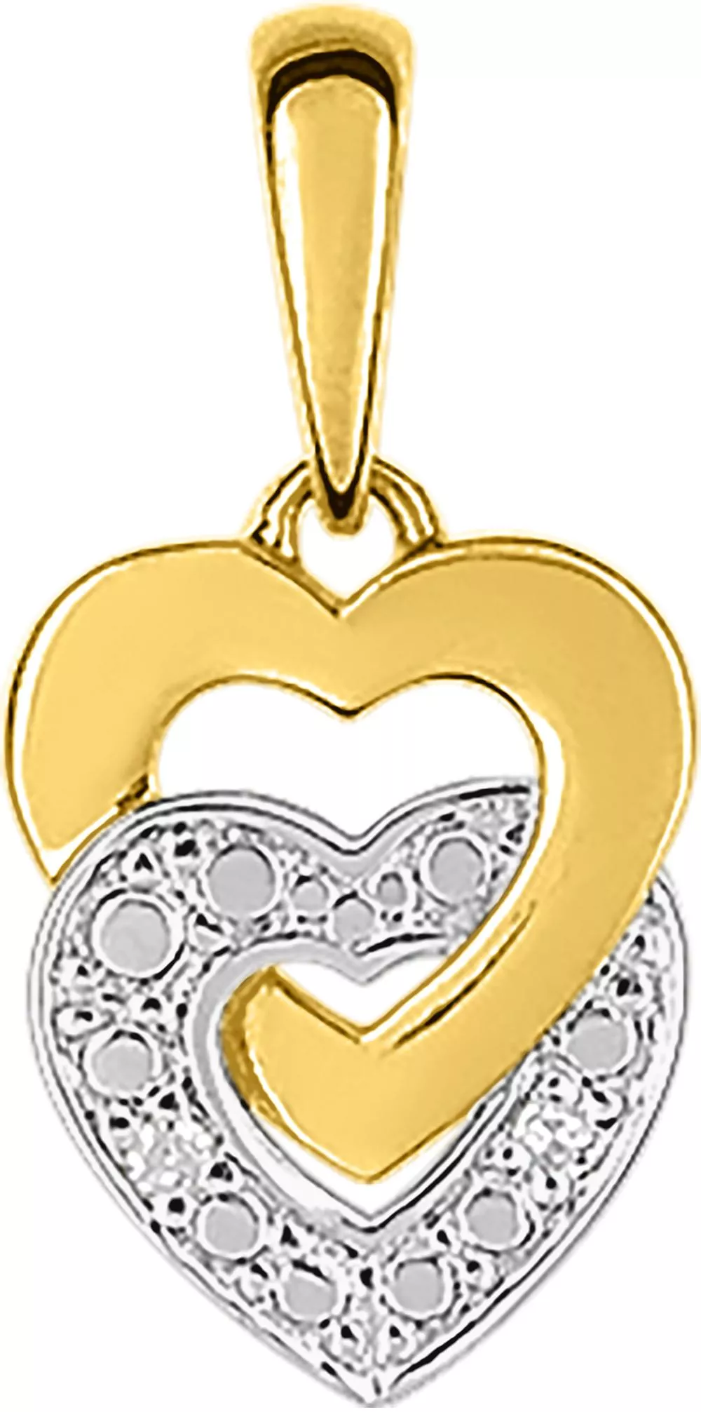 Pendentif Or Jaune et Blanc Almedorine Diamant Coeur - Pendentif en Or 750 18k - Bijoux en Vogue