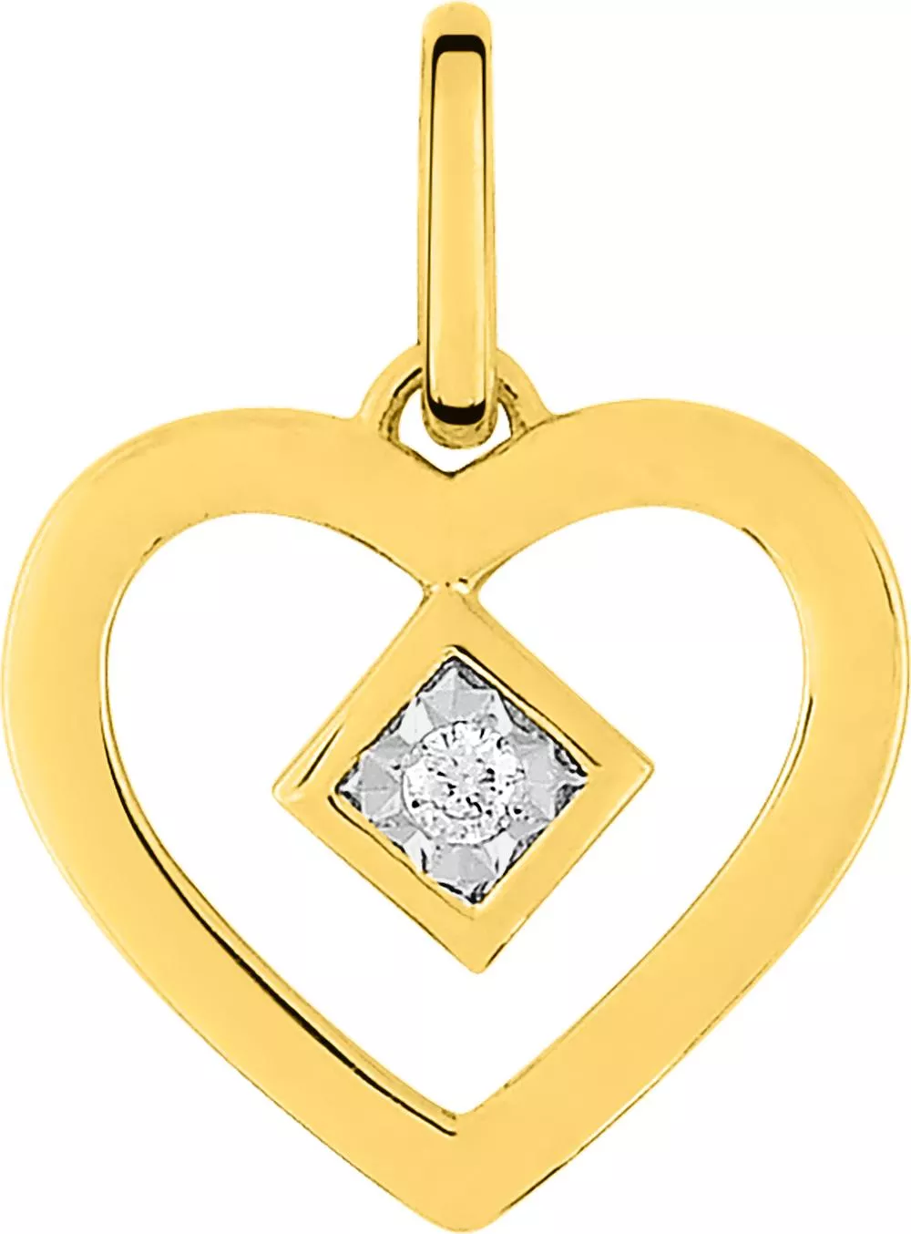 Pendentif Or Jaune et Blanc Mouneya Diamant Coeur - Pendentif en Or 750 18k - Bijoux en Vogue