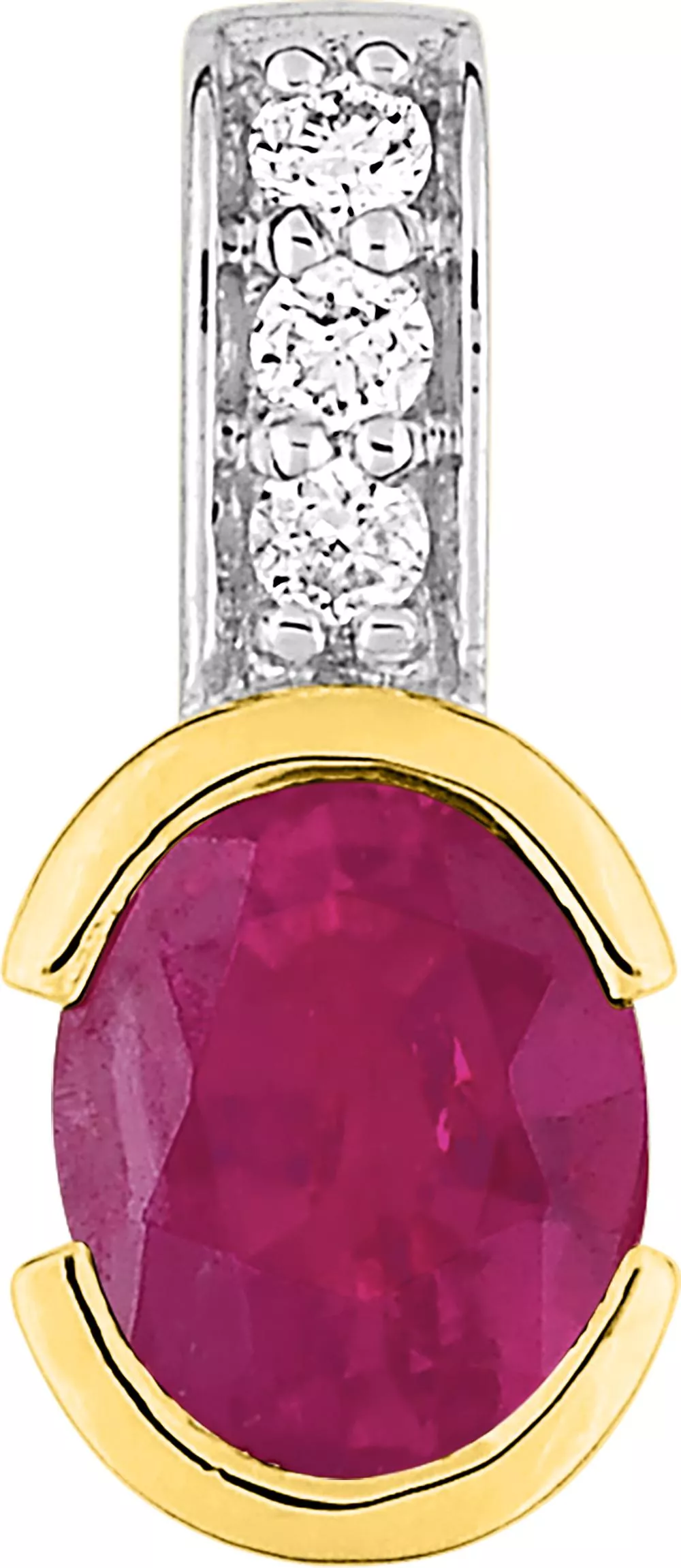 Pendentif Or Jaune et Blanc Poamba Diamant Rubis - Pendentif en Or 750 18k