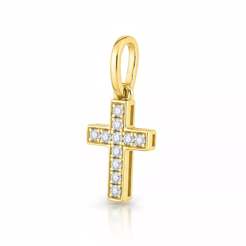 Pendentif Or Diamant GH P1 Croix Chrétienne - Pendentif en Or 750 18k - Bijoux en Vogue
