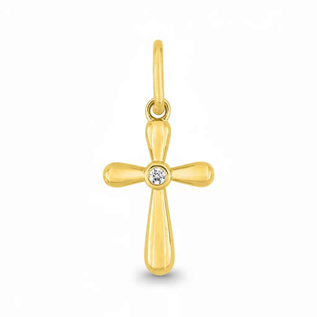 Pendentif Or Diamant Croix Chrétienne - Pendentif en Or 750 18k - Bijoux en Vogue