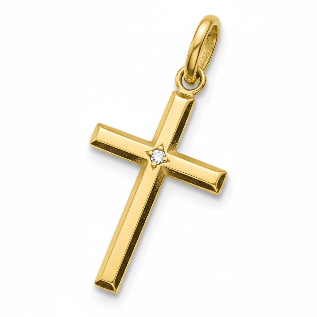 Pendentif Or Diamant Croix Chrétienne - Pendentif en Or 750 18k - Bijoux en Vogue