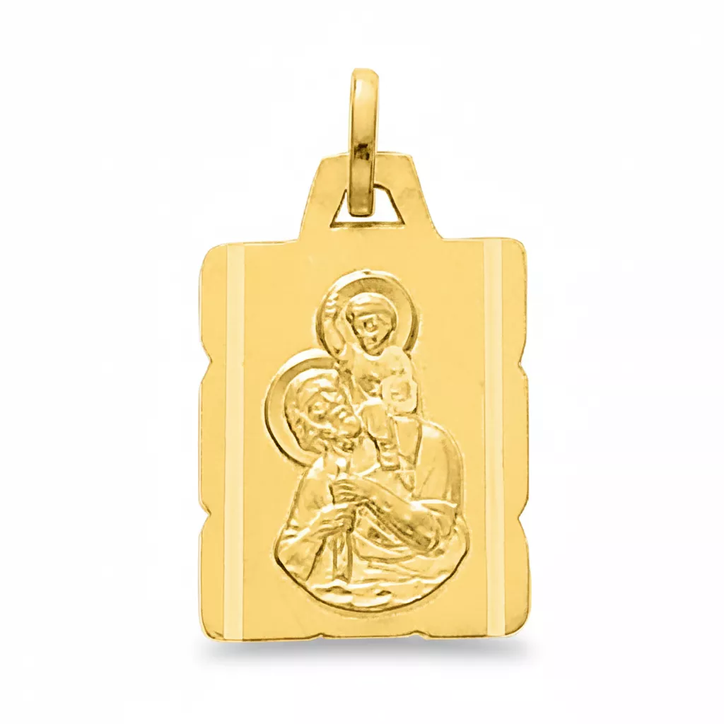 Pendentif Médaille Or Saint Christophe portant Jésus - Pendentif en Or 750 18k - Bijoux en Vogue