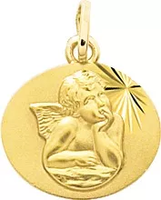 Pendentif Médaille Or Ange de Raphaël - Pendentif en Or 750 18k - Bijoux en Vogue