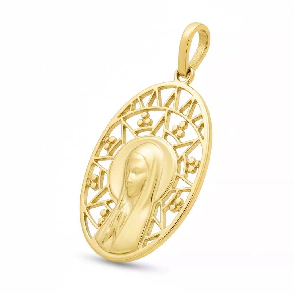 Pendentif Médaille Or Vierge Marie - Pendentif en Or 750 18k - Bijoux en Vogue