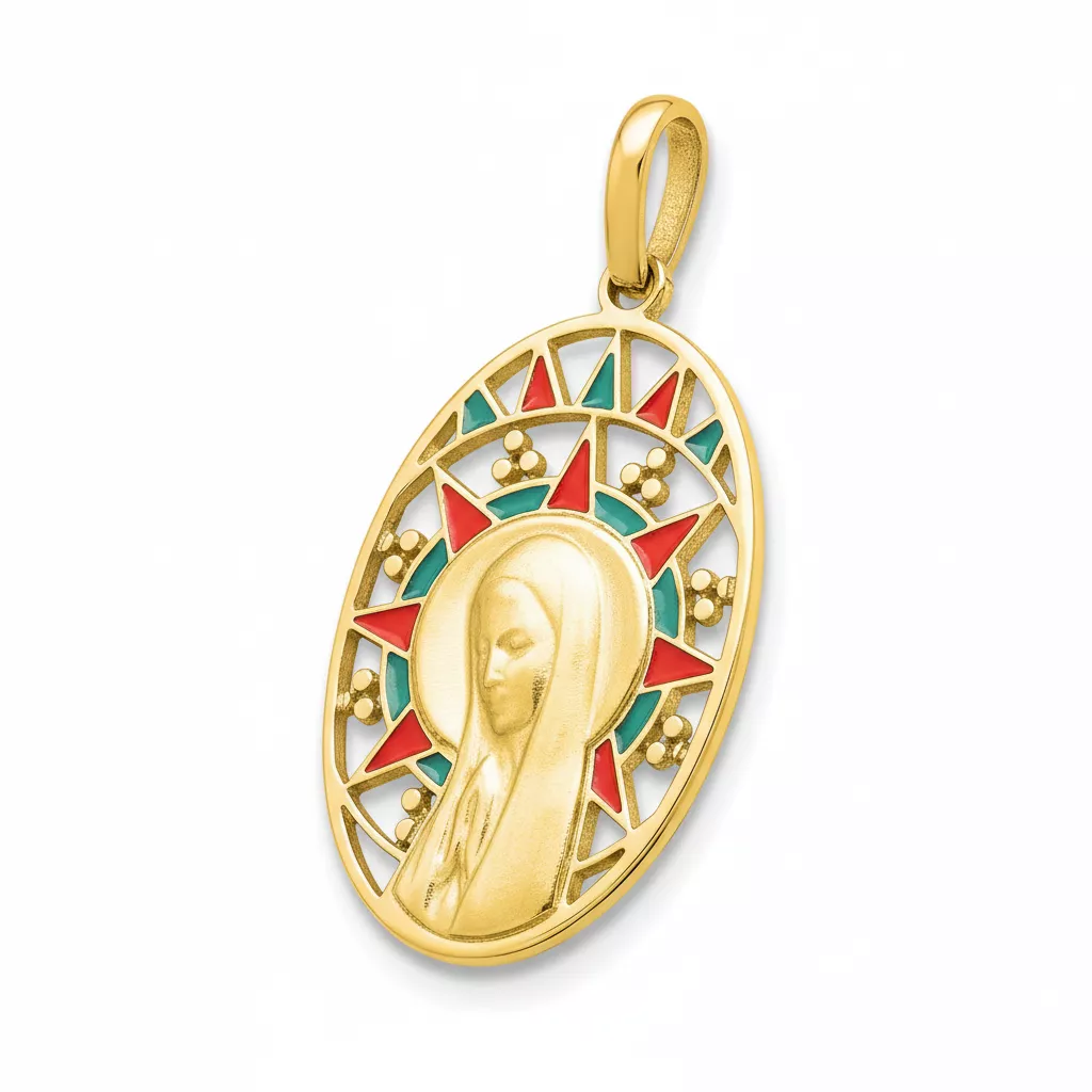 Pendentif Médaille Or Vierge Marie - Pendentif en Or 750 18k - Bijoux en Vogue