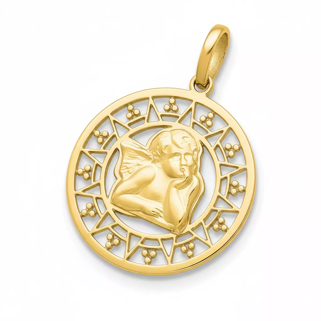 Pendentif Médaille Or Ange de Raphaël - Pendentif en Or 750 18k - Bijoux en Vogue