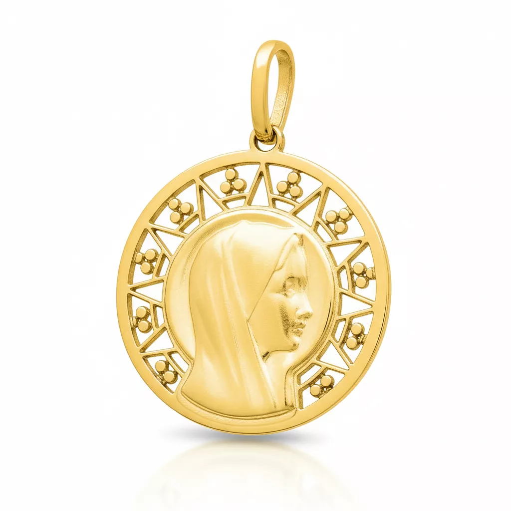 Pendentif Médaille Or Vierge Marie - Pendentif en Or 750 18k - Bijoux en Vogue