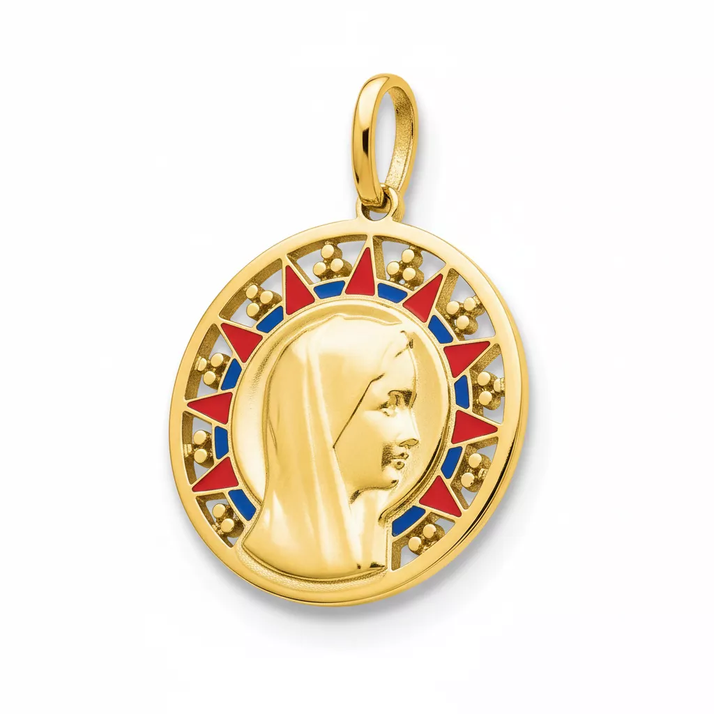 Pendentif Médaille Or Vierge Marie - Pendentif en Or 750 18k - Bijoux en Vogue