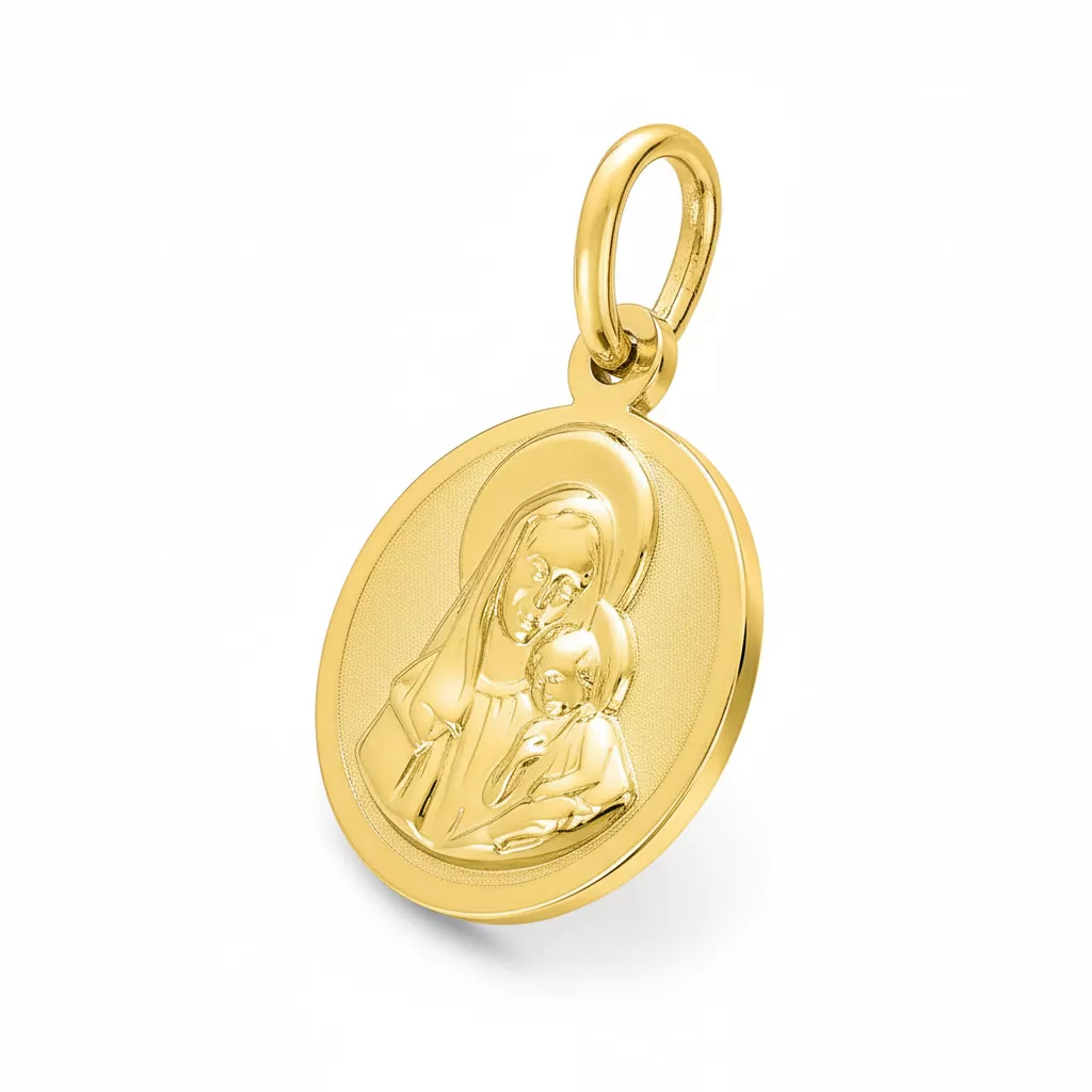 Pendentif Médaille Or Vierge Marie et Jésus Christ - Pendentif en Or 750 18k - Bijoux en Vogue