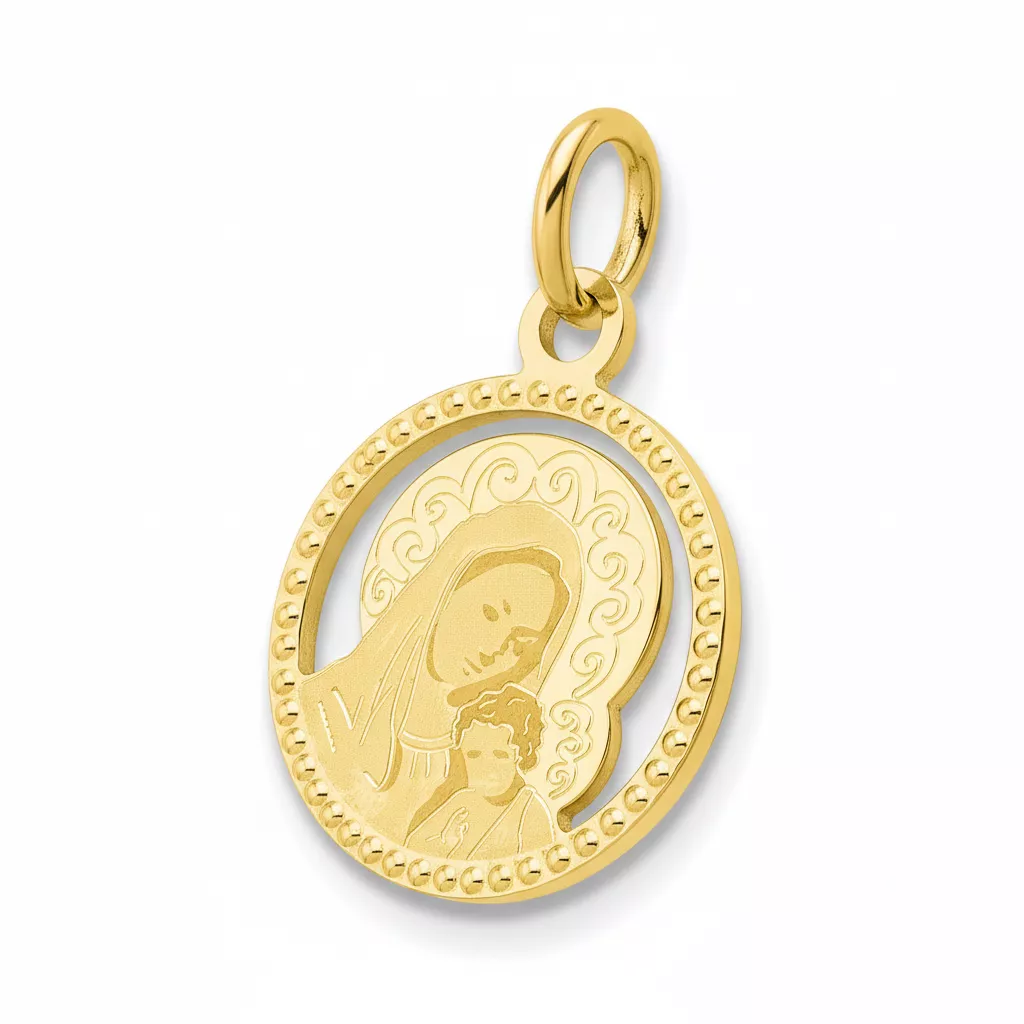 Pendentif Médaille Or Vierge Marie et Jésus Christ - Pendentif en Or 750 18k - Bijoux en Vogue