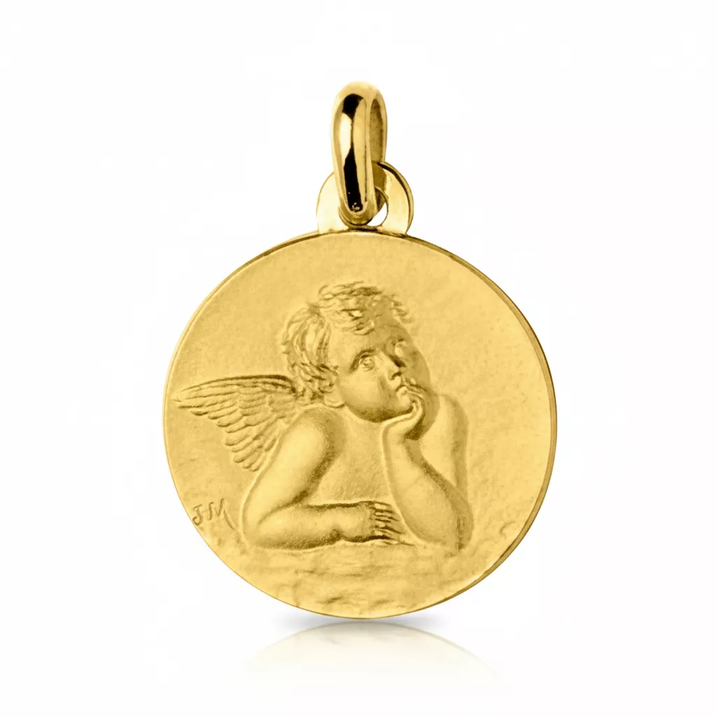 Pendentif Médaille Or Ange de Raphaël - Pendentif en Or 750 18k - Bijoux en Vogue