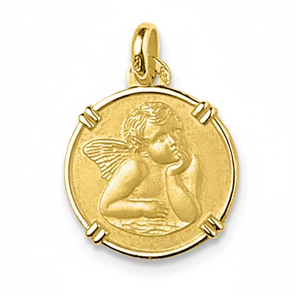 Pendentif Médaille Or Ange de Raphaël - Pendentif en Or 750 18k - Bijoux en Vogue