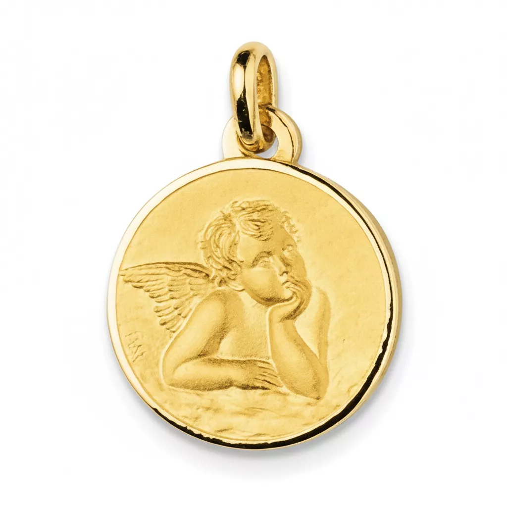 Pendentif Médaille Or Ange de Raphaël - Pendentif en Or 750 18k - Bijoux en Vogue