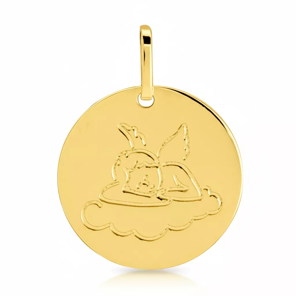 Pendentif Médaille Or Ange - Pendentif en Or 750 18k - Bijoux en Vogue