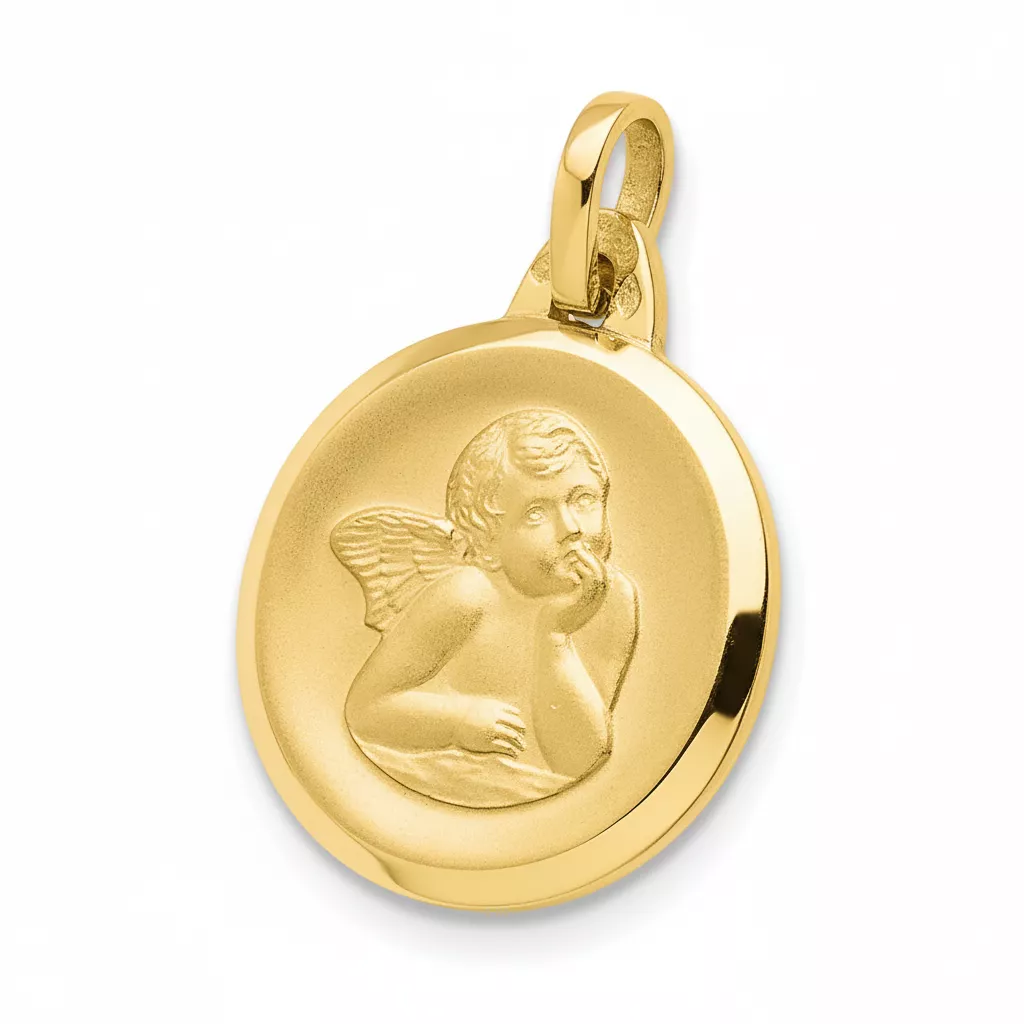Pendentif Médaille Or Ange de Raphaël - Pendentif en Or 750 18k - Bijoux en Vogue