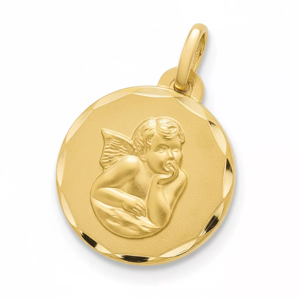 Pendentif Médaille Or Ange de Raphaël - Pendentif en Or 750 18k - Bijoux en Vogue