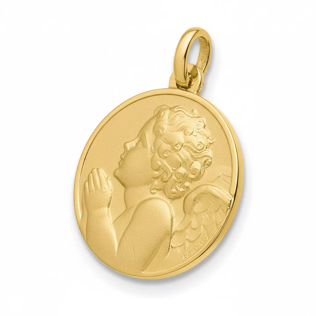 Pendentif Médaille Or Ange à la Prière - Pendentif en Or 750 18k - Bijoux en Vogue