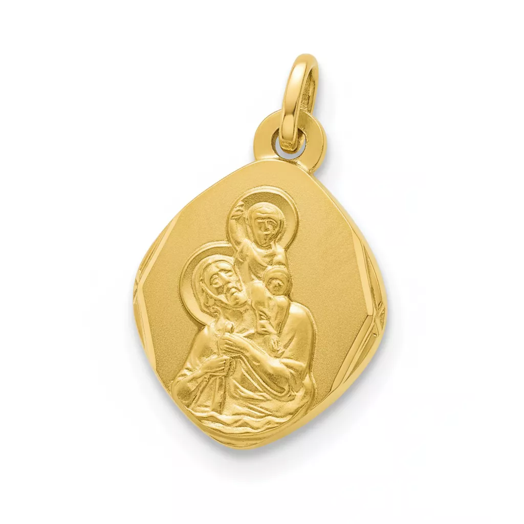 Pendentif Médaille Or Saint Christophe portant Jésus - Pendentif en Or 750 18k - Bijoux en Vogue