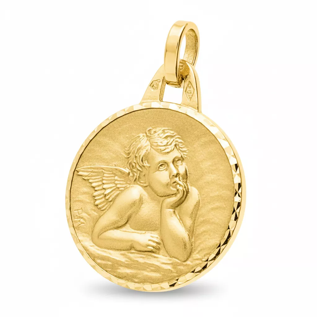 Pendentif Médaille Or Ange de Raphaël - Pendentif en Or 750 18k - Bijoux en Vogue