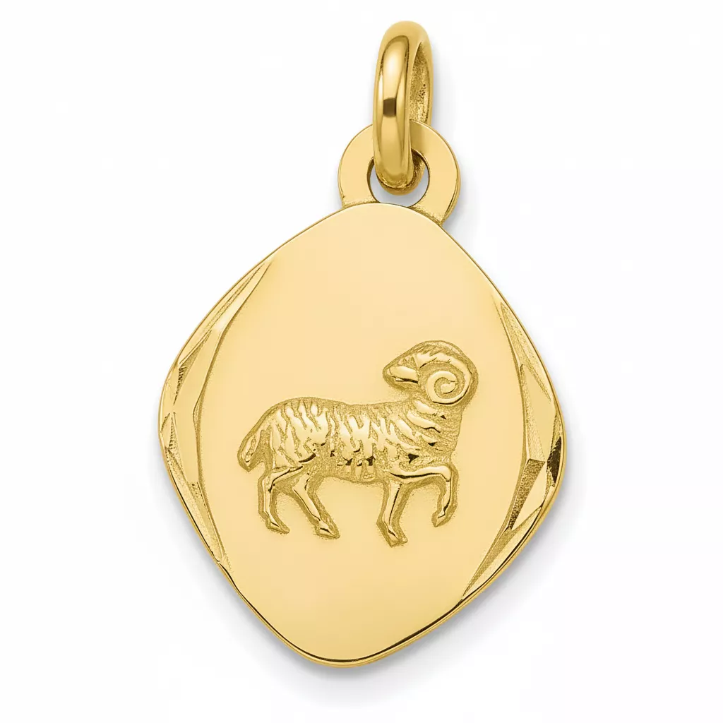 Pendentif Médaille Or Bélier - Pendentif en Or 750 18k - Bijoux en Vogue