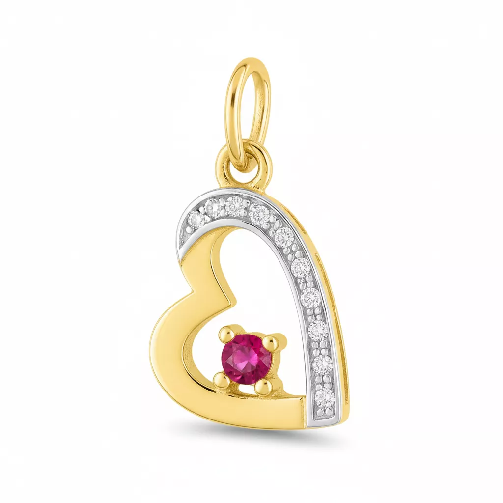 Pendentif Médaille Or Rubis Coeur - Pendentif en Or 750 18k - Bijoux en Vogue