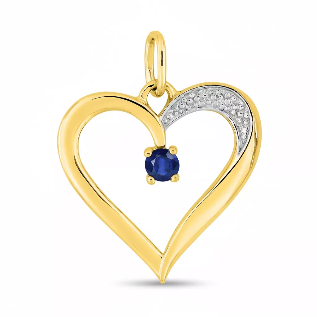 Pendentif Médaille Or Saphir Coeur - Pendentif en Or 750 18k - Bijoux en Vogue