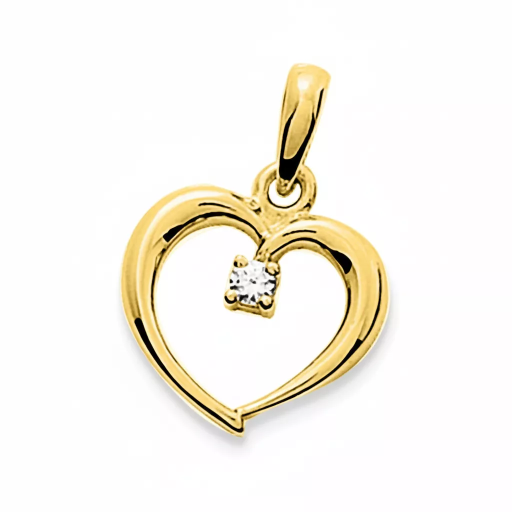 Pendentif Médaille Or Zirconium Coeur - Pendentif en Or 750 18k - Bijoux en Vogue