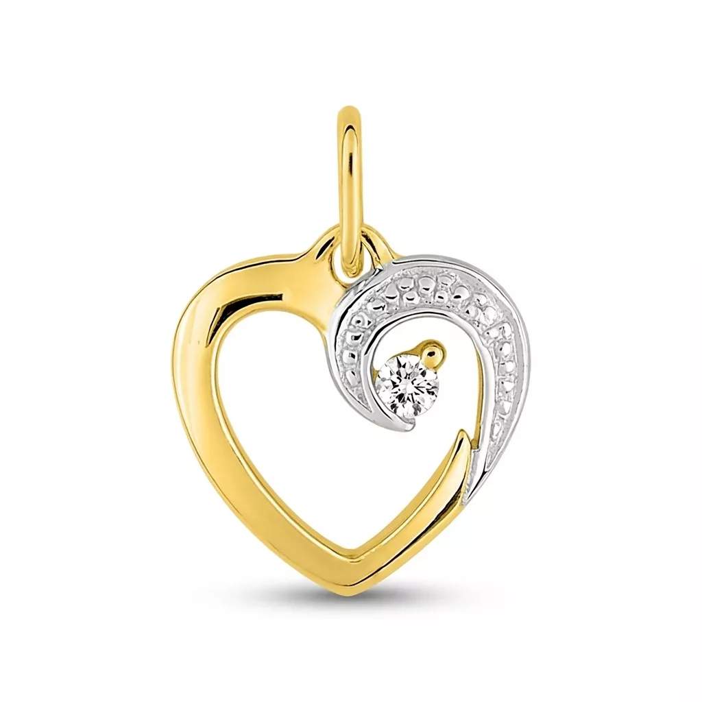 Pendentif Médaille Or Zirconium Coeur - Pendentif en Or 750 18k - Bijoux en Vogue