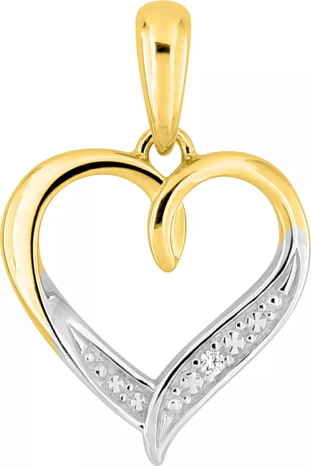 Pendentif Médaille Or Zirconium Coeur - Pendentif en Or 750 18k - Bijoux en Vogue