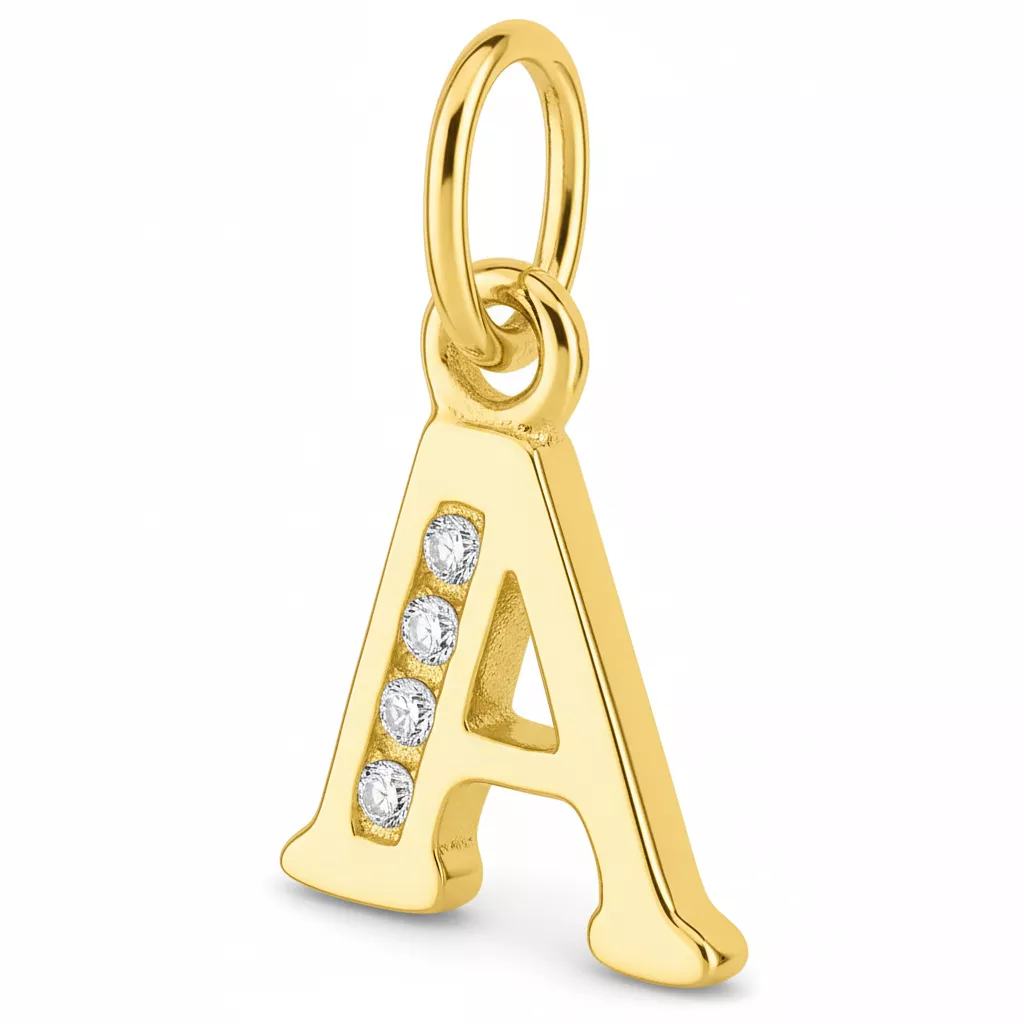 Pendentif Or Zirconium Lettre A - Pendentif en Or 750 18k - Bijoux en Vogue