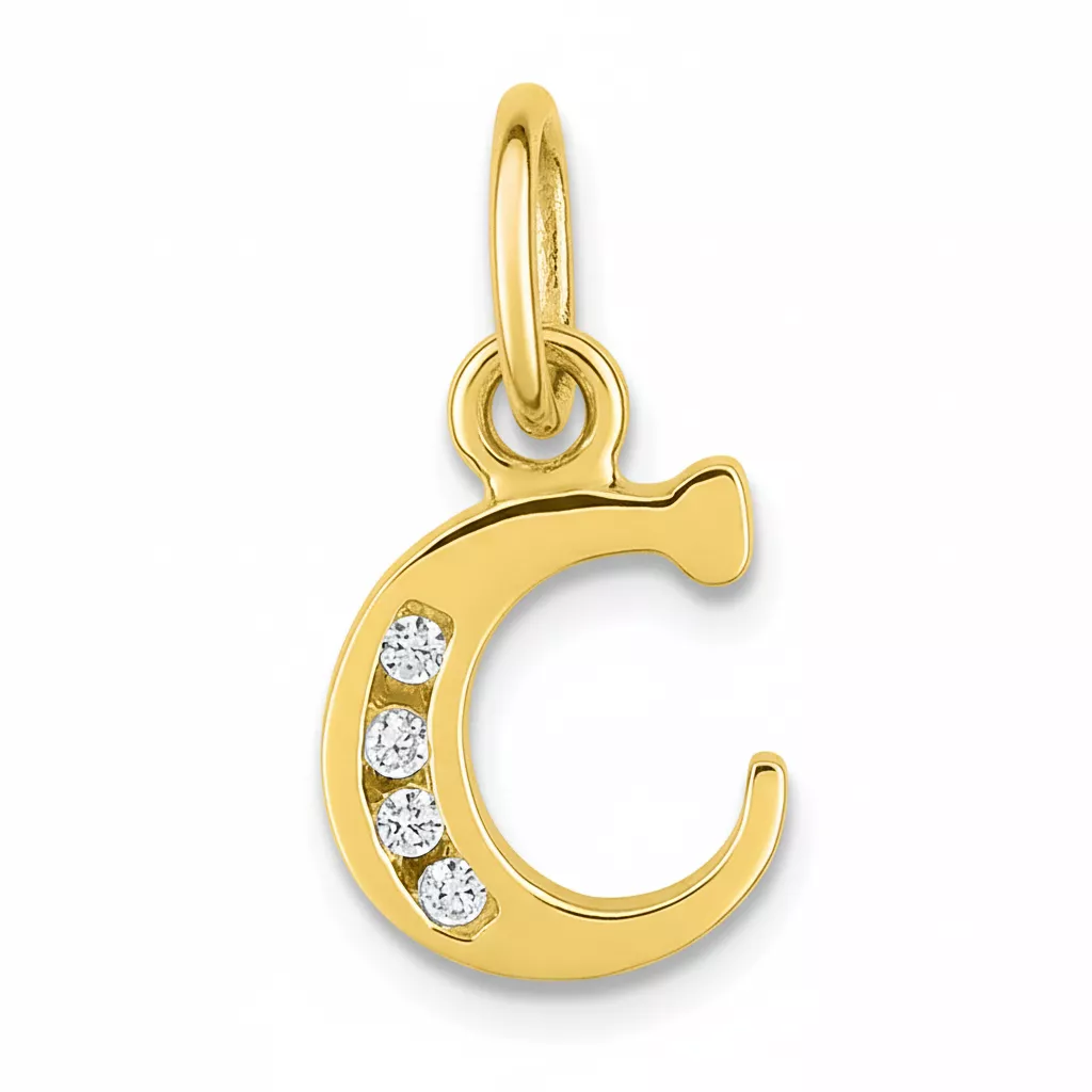 Pendentif Or Zirconium Lettre C - Pendentif en Or 750 18k - Bijoux en Vogue